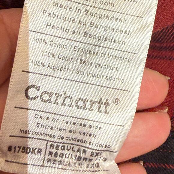 Carhartt Men’s Button Up Long Sleeve Flannel Shirt Medium Weight Size XXL - Picture 7 of 9